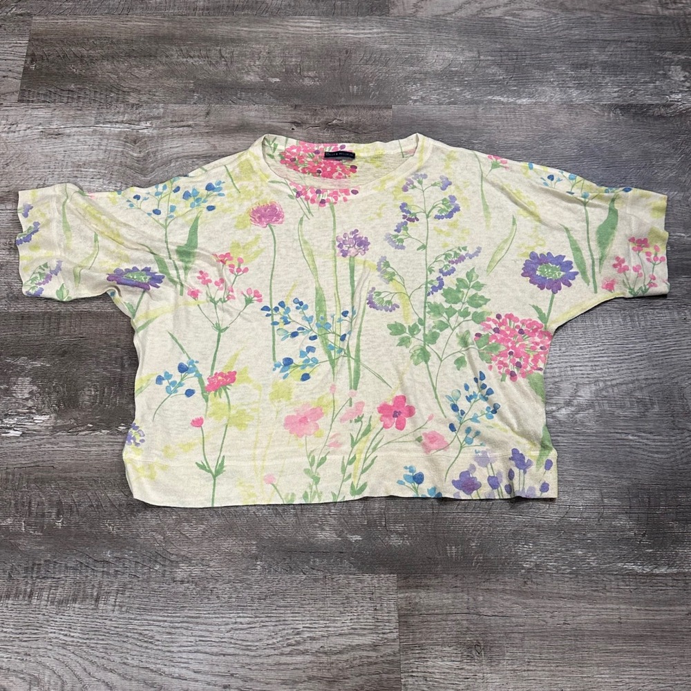 Nally & Millie USA Floral Wildflower Dolman Knit Top Cream Pink Large V289987P